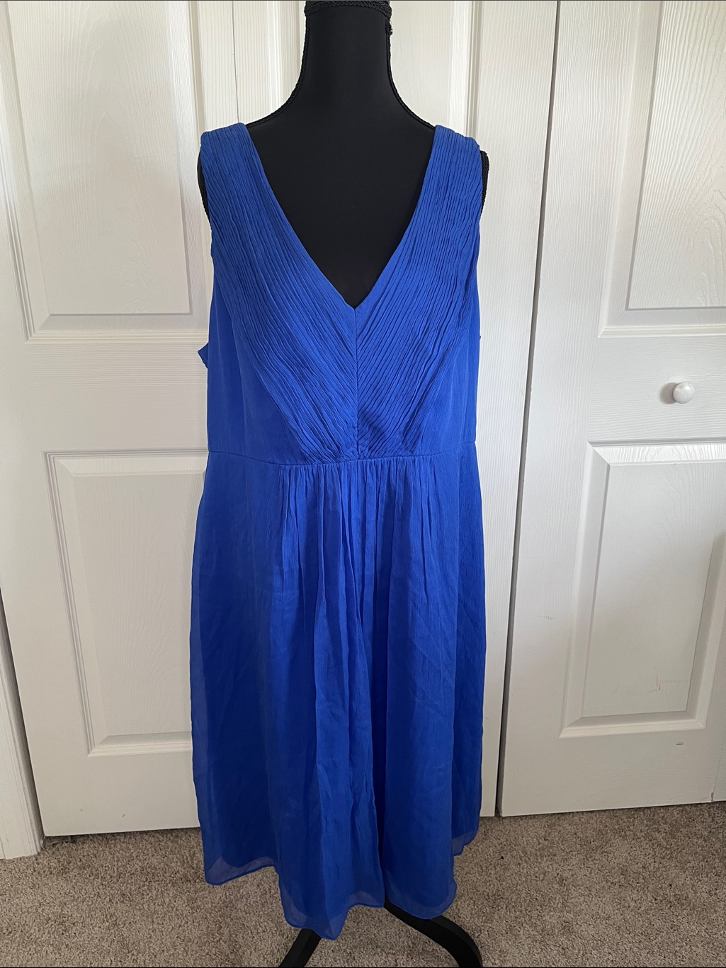 J Crew Louisa Silk Chiffon Pleated V Neck Cobalt Blue Dress Bridesmaid 20 Nwt
